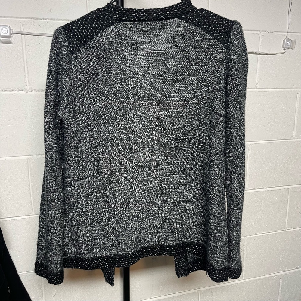 Jaclyn Smith Black & Gray Knit Open Front Cardigan Jacket Textured Sweater - Picture 4 of 6